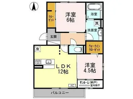 LECIELBLUE2(2LDK/3階)の間取り写真