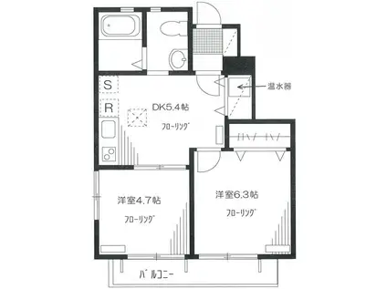 パインコート小平(2DK/1階)の間取り写真