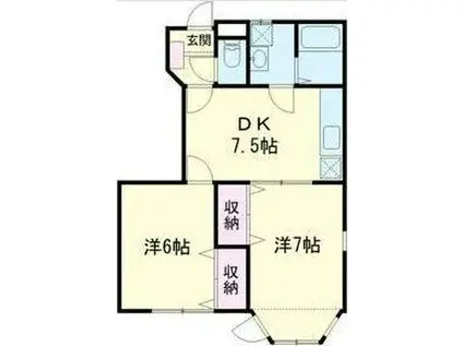 フィールドドリーム弐番館(2DK/1階)の間取り写真