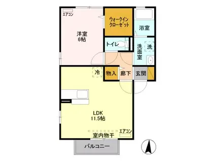 ウィッチフォード(1LDK/2階)の間取り写真