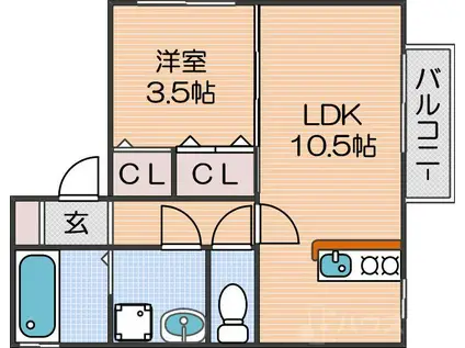 リバティーコート(1LDK/1階)の間取り写真