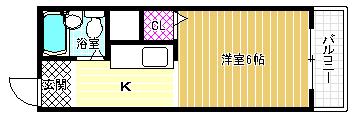 メゾンヤマモト(1K/2階)の間取り写真