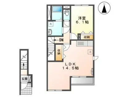 ソレイユ(1LDK/2階)の間取り写真