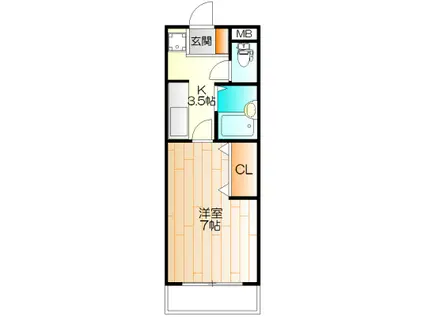 ヴィラ日吉(1K/3階)の間取り写真