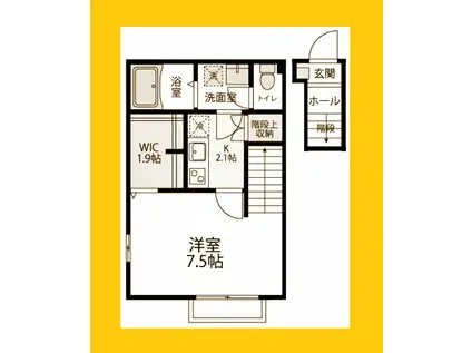 メリーヒルズ(1K/2階)の間取り写真