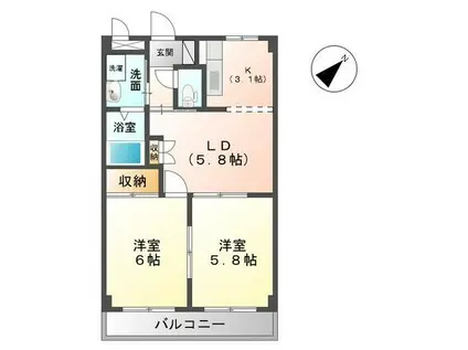 パークサイトI(2DK/2階)の間取り写真