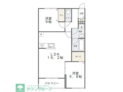 久留米市天神町マンション(2LDK/1階)の間取り写真