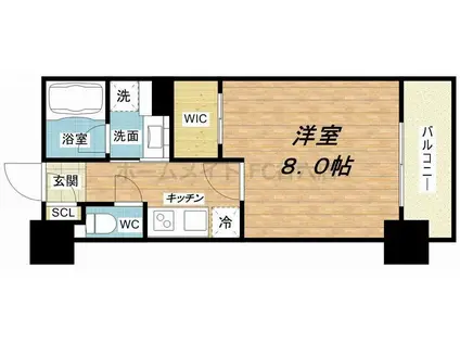 アスヴェル阿波座BLUE EARTH(1K/12階)の間取り写真