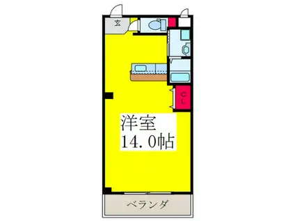 サウスフラワ(ワンルーム/2階)の間取り写真