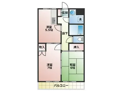 とくしげヒルI(2DK/3階)の間取り写真