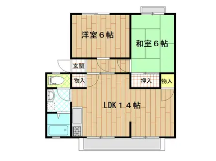 コーポ白樺館MII棟(2LDK/2階)の間取り写真