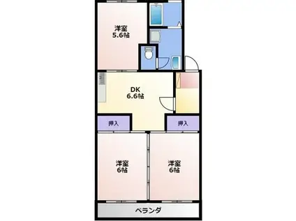 片橋ハイツ(3DK/3階)の間取り写真