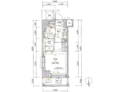 アルテシモフォルテ(1K/3階)の間取り写真