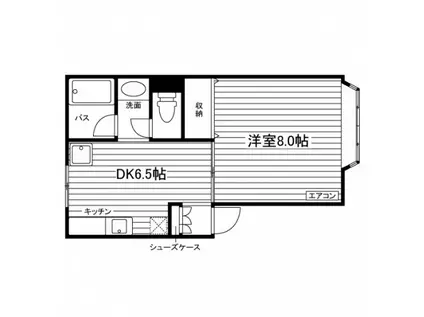 ローズマロー関屋(1DK/1階)の間取り写真