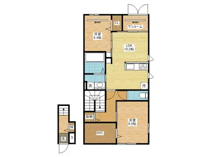 ベルリード ルミナス(2LDK/2階)の間取り写真