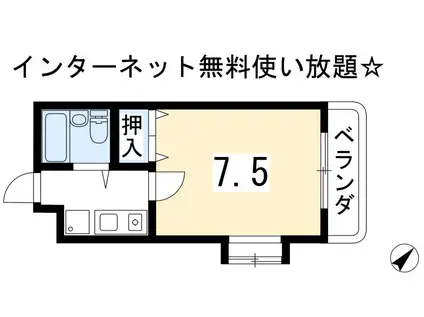 アーバンレジデンス神山台(1K/2階)の間取り写真