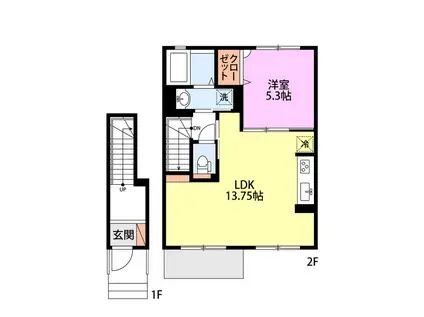 グレイスハイム(1LDK/2階)の間取り写真