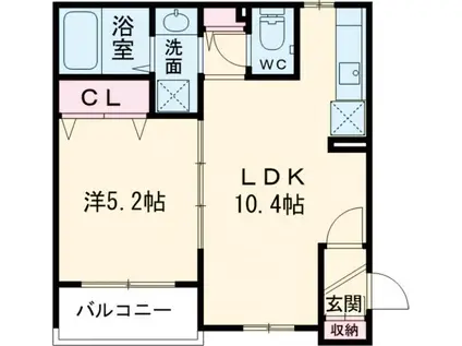 神戸市東灘区住吉東町JP(1LDK/1階)の間取り写真