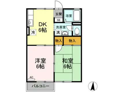 エクセルハイツ森安(2DK/2階)の間取り写真