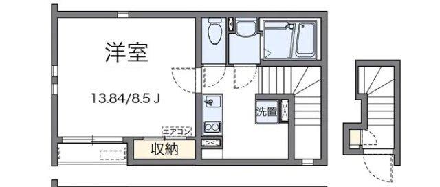 クレイノ合(1K/2階)の間取り写真