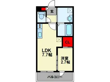 JR筑豊本線 新飯塚駅 徒歩36分 2階建 新築(1LDK/2階)の間取り写真