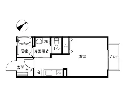 ガーデンヒルズ(ワンルーム/1階)の間取り写真