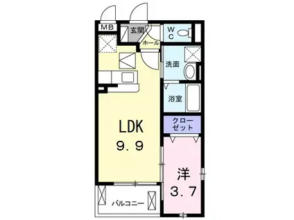 ローレルパーク(1LDK/1階)の間取り写真