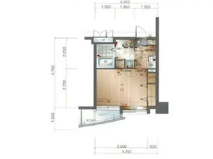 クレタ県庁前(1K/6階)の間取り写真