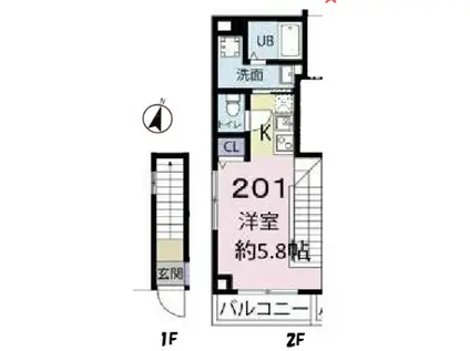 モンレーヴ赤羽(ワンルーム/2階)の間取り写真