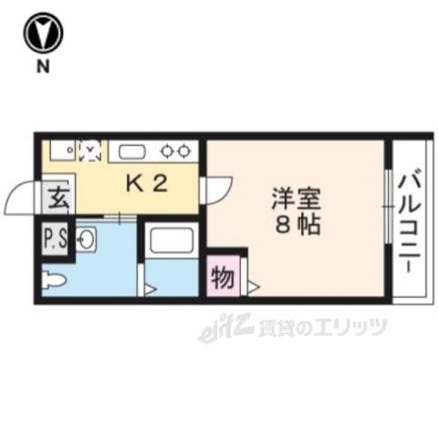 フラッティ丸太町御前(1K/2階)の間取り写真