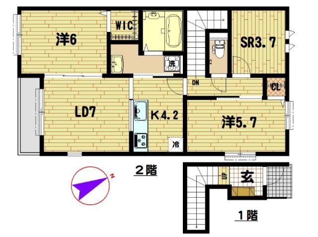 アムール久喜A棟(2SLDK/2階)の間取り写真