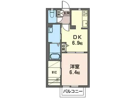 カーサ・クワトロ III(1DK/2階)の間取り写真