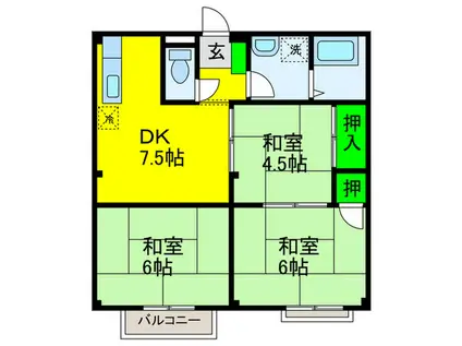 第一ハイツ(3DK/2階)の間取り写真