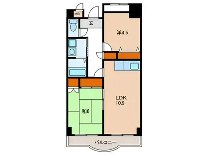 ガーデンコート楠ヶ丘(2LDK/1階)の間取り写真