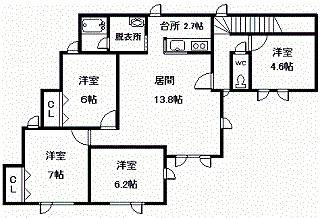 フォセット(4LDK/2階)の間取り写真