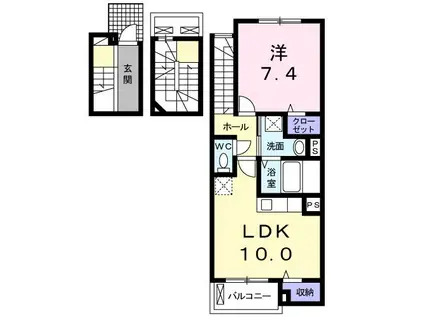 ファミーユ(1LDK/3階)の間取り写真