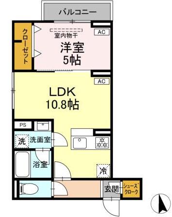 板橋区前野町1丁目PJ(1LDK/2階)の間取り写真