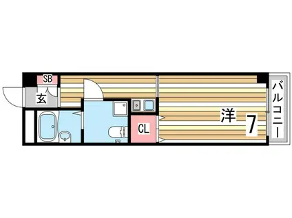 グランドール西岡本(1K/1階)の間取り写真