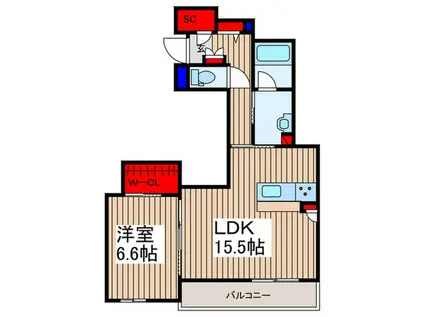 ヴィアソーレイツキ(1LDK/1階)の間取り写真