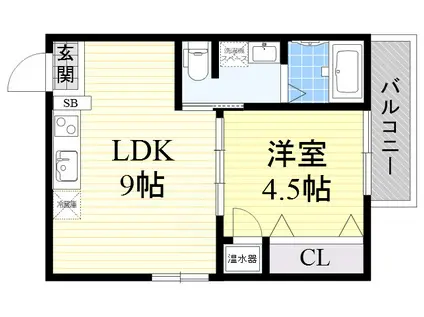 Fメゾン北加賀屋Ⅱ番館(1LDK/1階)の間取り写真