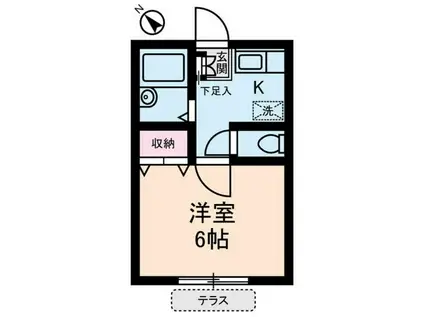 Sコート(1K/1階)の間取り写真