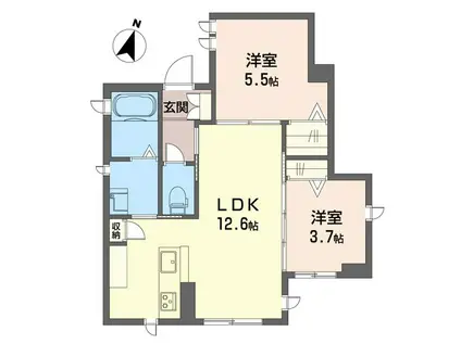 さくら山ハイツA(2LDK/1階)の間取り写真