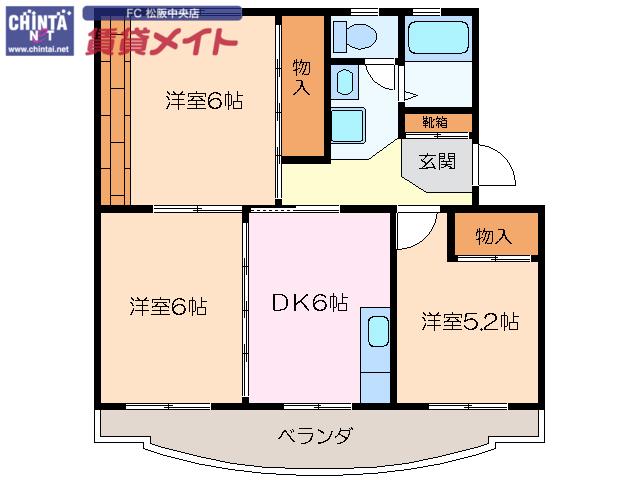 ファミリー久保山 II(3DK/3階)の間取り写真