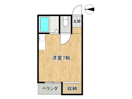 メイゾン城北(ワンルーム/2階)の間取り写真