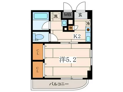 アメニティーヒルズ(1K/2階)の間取り写真