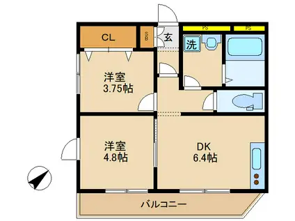 ダイヤモンドクレスト南柏(1LDK/3階)の間取り写真