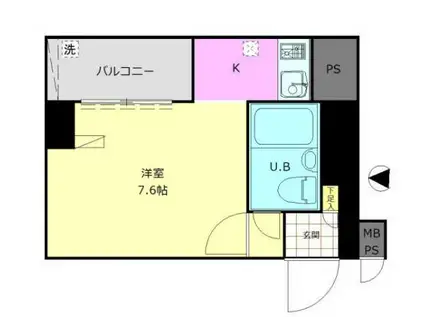 ヴェラハイツ蔵前(ワンルーム/3階)の間取り写真