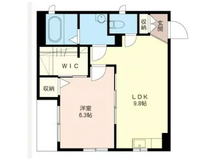 サニーサイド三ツ沢(1LDK/2階)の間取り写真