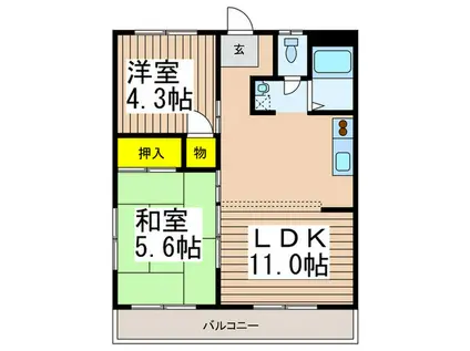 メゾン立川(2LDK/1階)の間取り写真