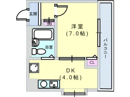 原町シティハイツ(1DK/3階)の間取り写真